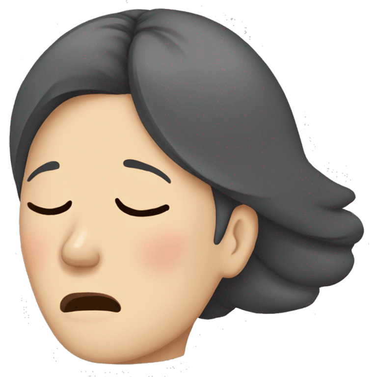 Headache, middle-aged Korean woman in her 40s, with one hand on her head, painful face emoji