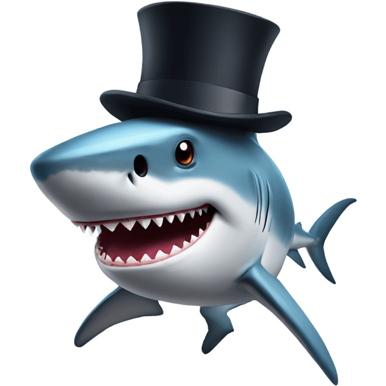 Shark with a top hat emoji