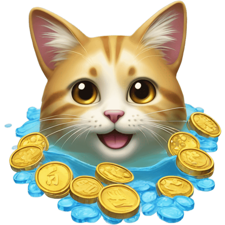 The cat swimming in riches emoji