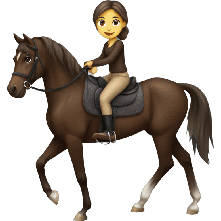 girl riding dark brown arabian horse emoji