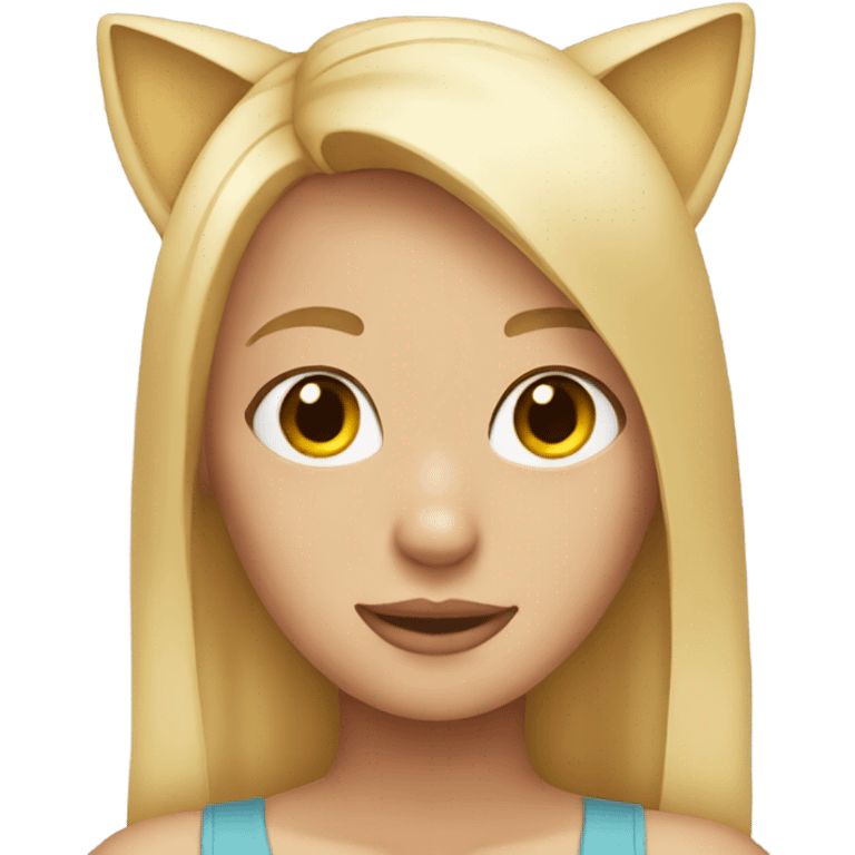 blonde girl with cat ears emoji