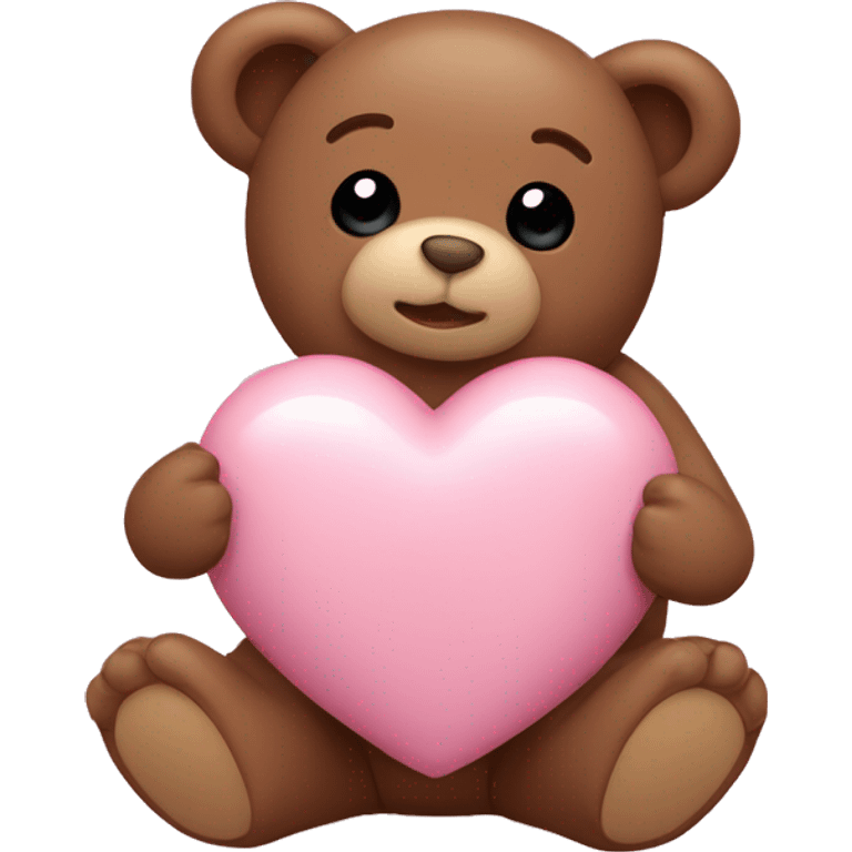 Baby pink heart with a baby brown teddy bear emoji