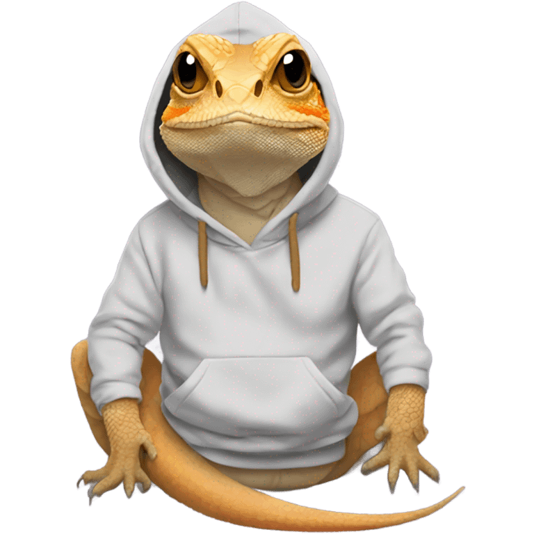 Disappointed bearded dragon in a hoodie emoji