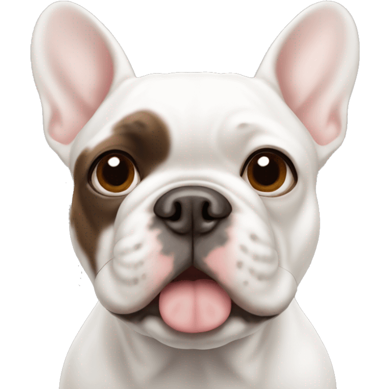 white french bulldog with brown spot on right ear emoji