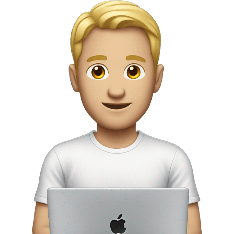 white man with MacBook blac shirt emoji