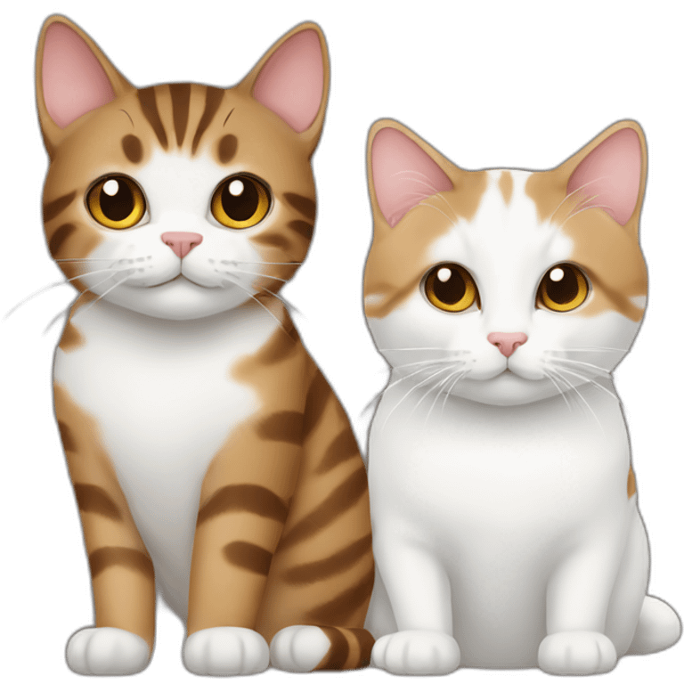 Brown tabby cat and white cat side by side emoji