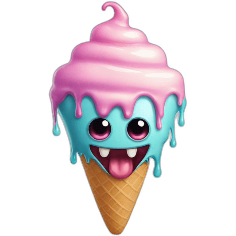 a scary monster that looks like a melting ice cream cone emoji