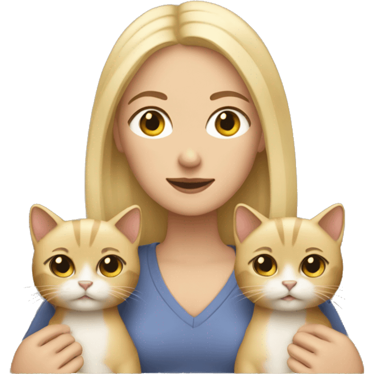 White woman with blonde hair carying 2 cats emoji