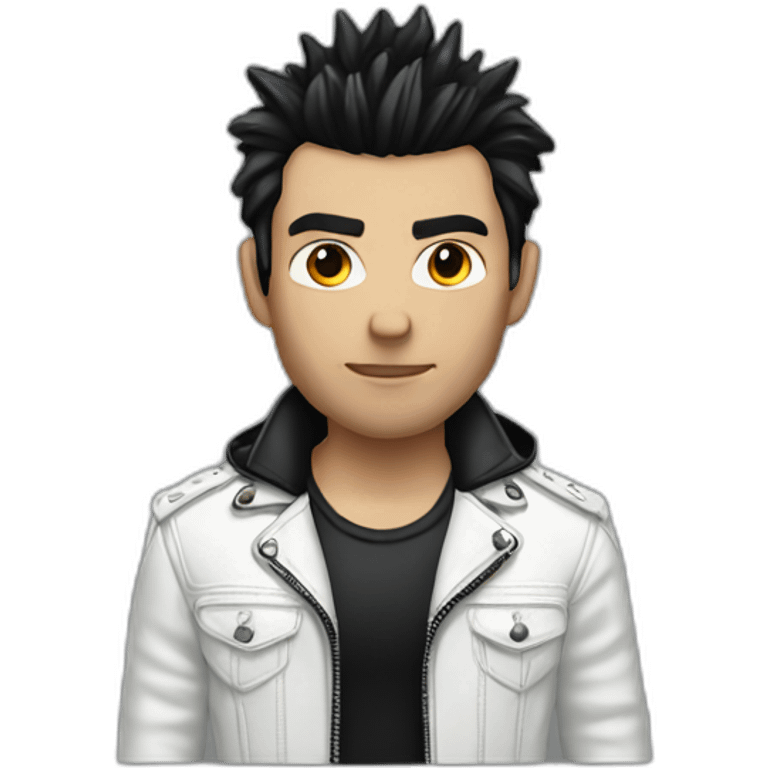 Punk male with white leather jacket with dark hair emoji