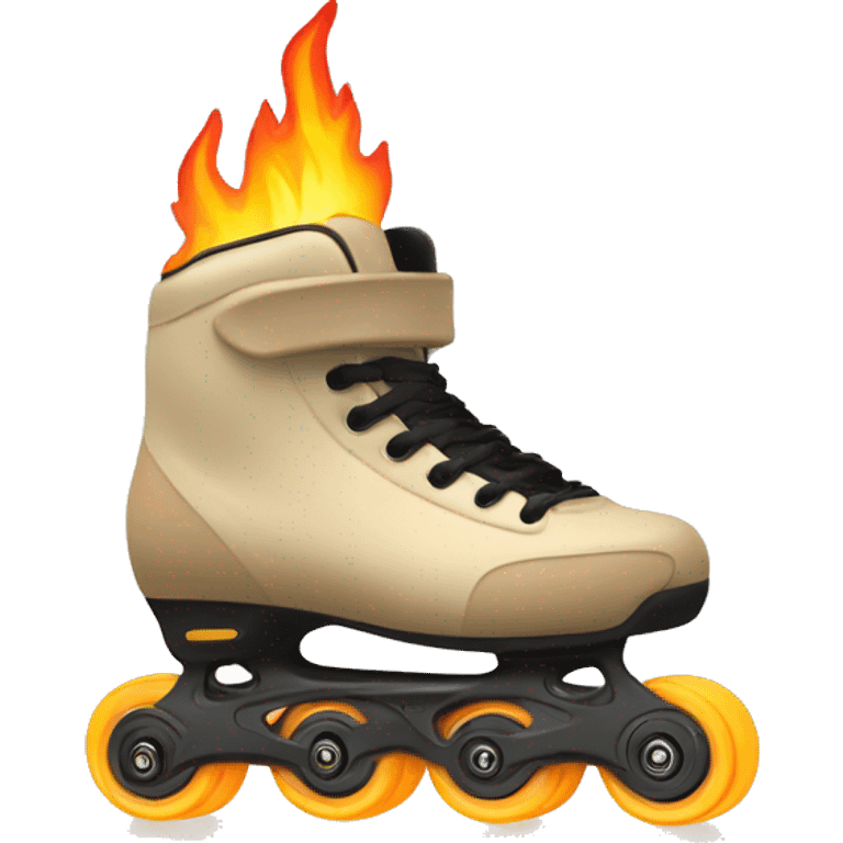 a beige color rollerblade inline skate leaving big fire traces, just the object itself emoji