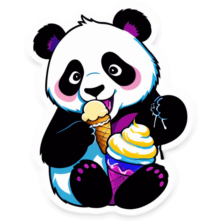 Panda eating ice cream emoji