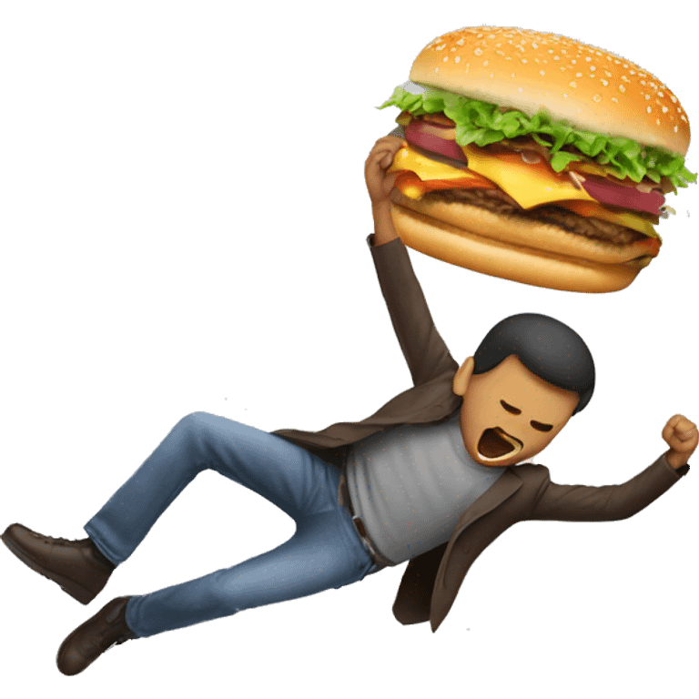 Person falling with burger emoji head emoji