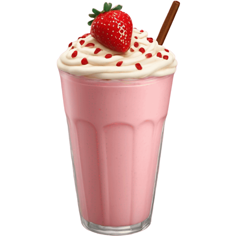 Strawberry shake with strawberry pocky toppings emoji