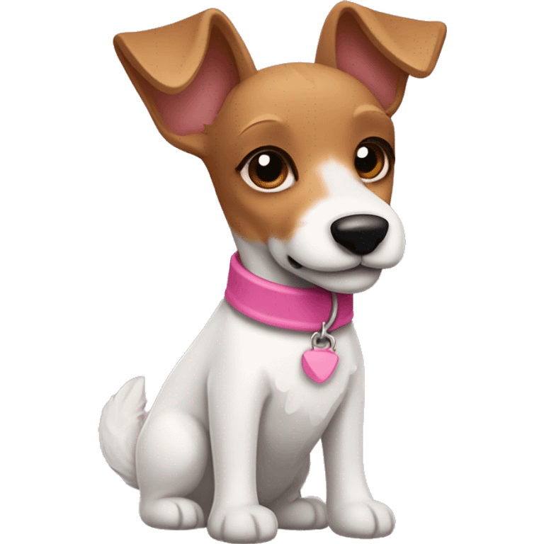  sticker of a mini fox terrier with a pink collar, solid colour fur, inspired by the style of “Lady and the Tramp.” emoji