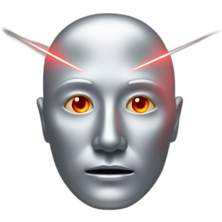 A silver human head with red laser beam streaking out of eyes  emoji