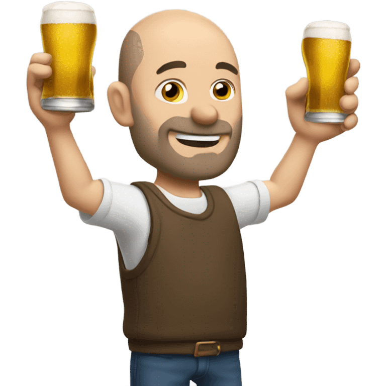 Balding brown hair man smoking cigarette and drinking beer emoji