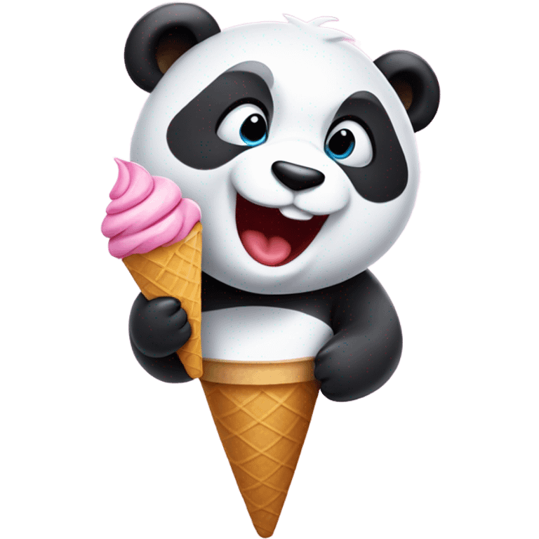 Panda eating ice cream emoji