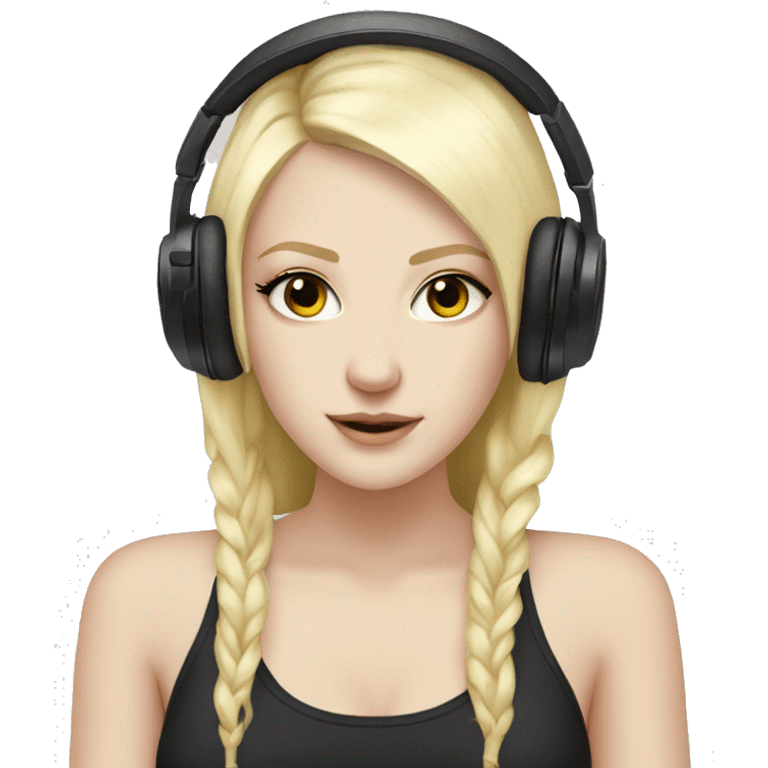 2 pale skin Girls dj with headphones one black hair one blonde hair  emoji