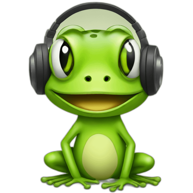 cartoon frog listening to music emoji