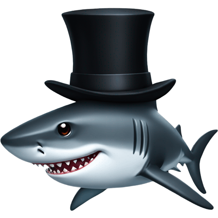 Shark with a top hat emoji