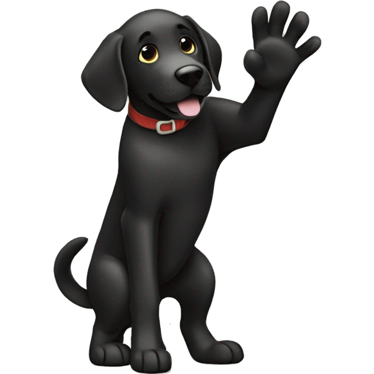 black labrador makes high five with his paw emoji