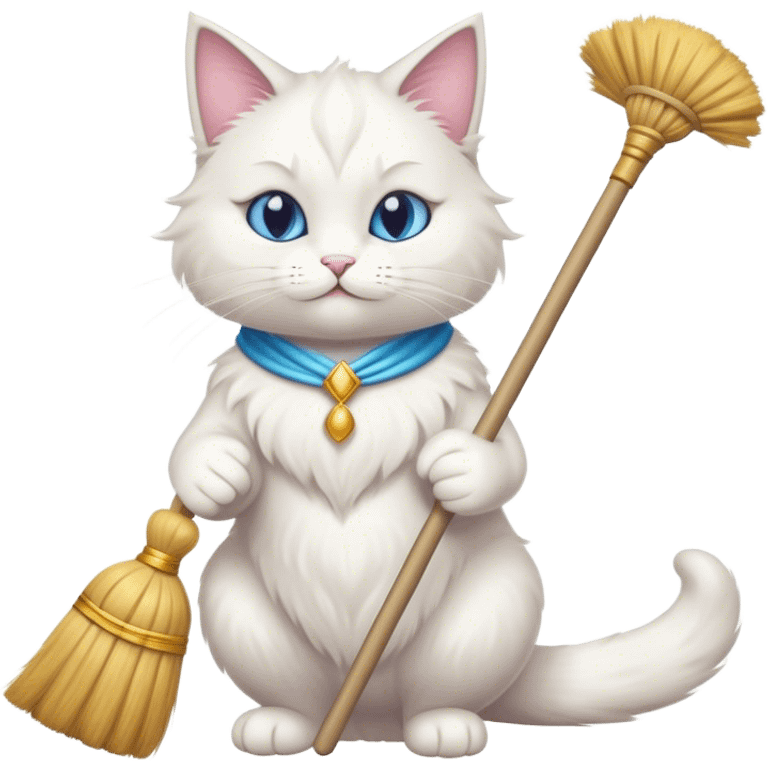 genie cat with a broom emoji