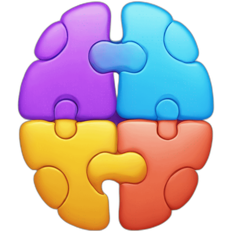 brain divided to the 4 big colorful puzzles emoji