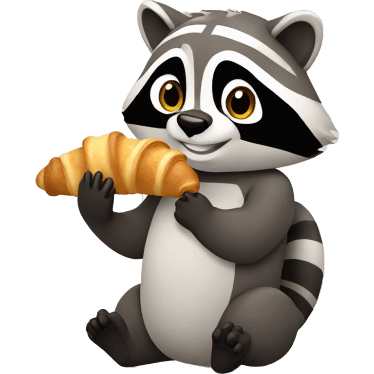 raccoon eating croissant emoji