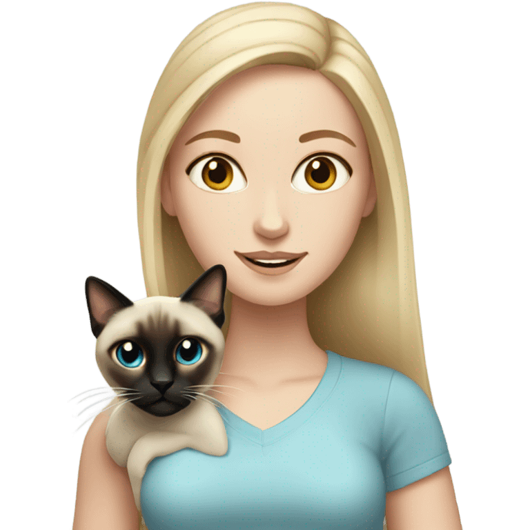 A white girl with a Siamese cat emoji