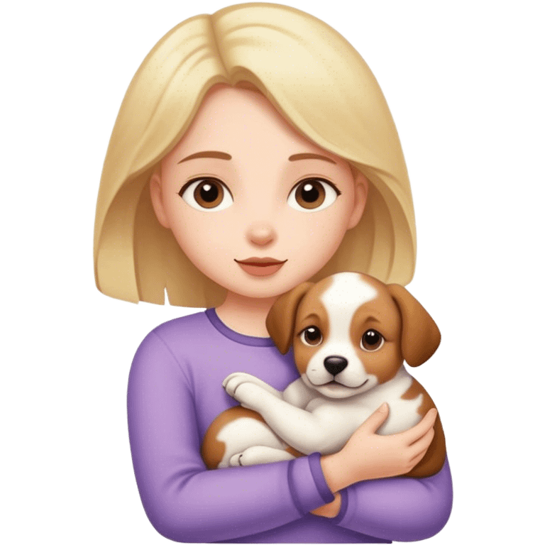 Girl holding a puppy emoji