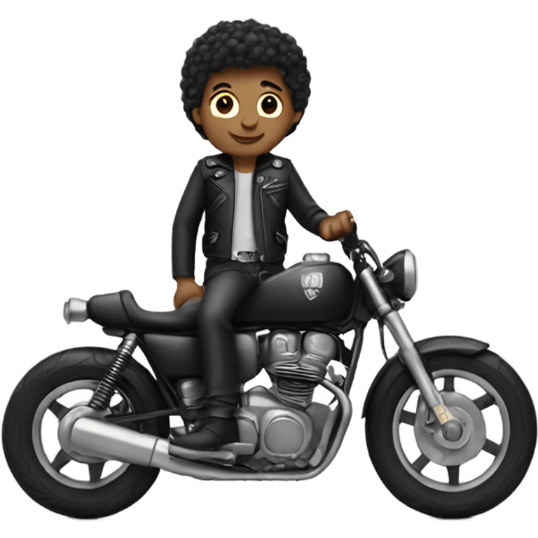 monochrome boy with motorcycle emoji