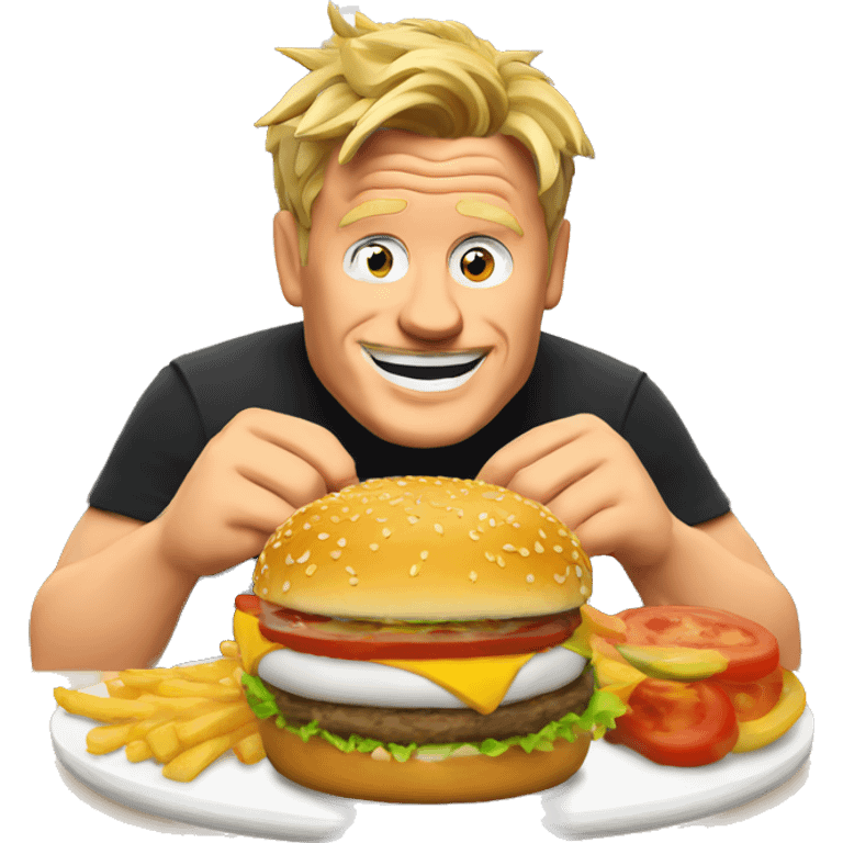 Gordon Ramsey eats burger emoji