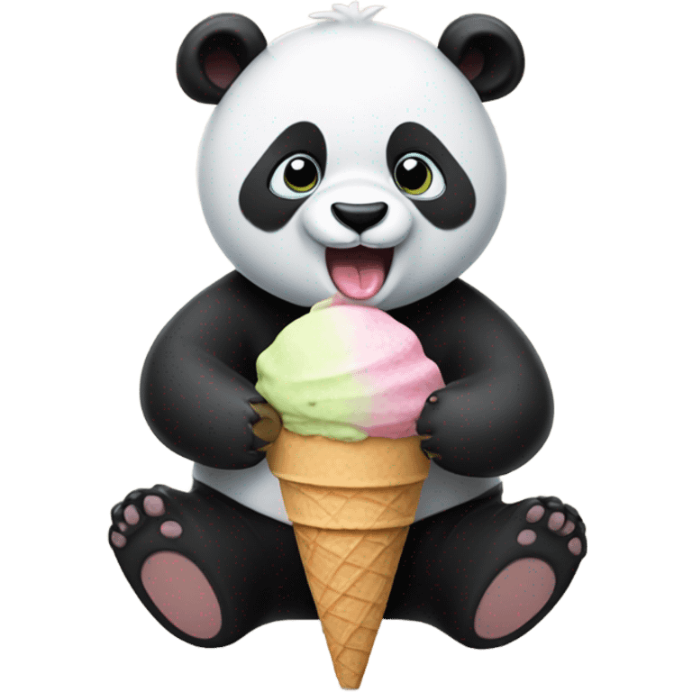 Panda eating ice cream emoji