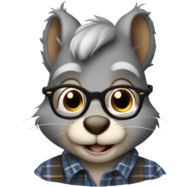 Squirrel with glasses and flannel shirt grey hair emoji