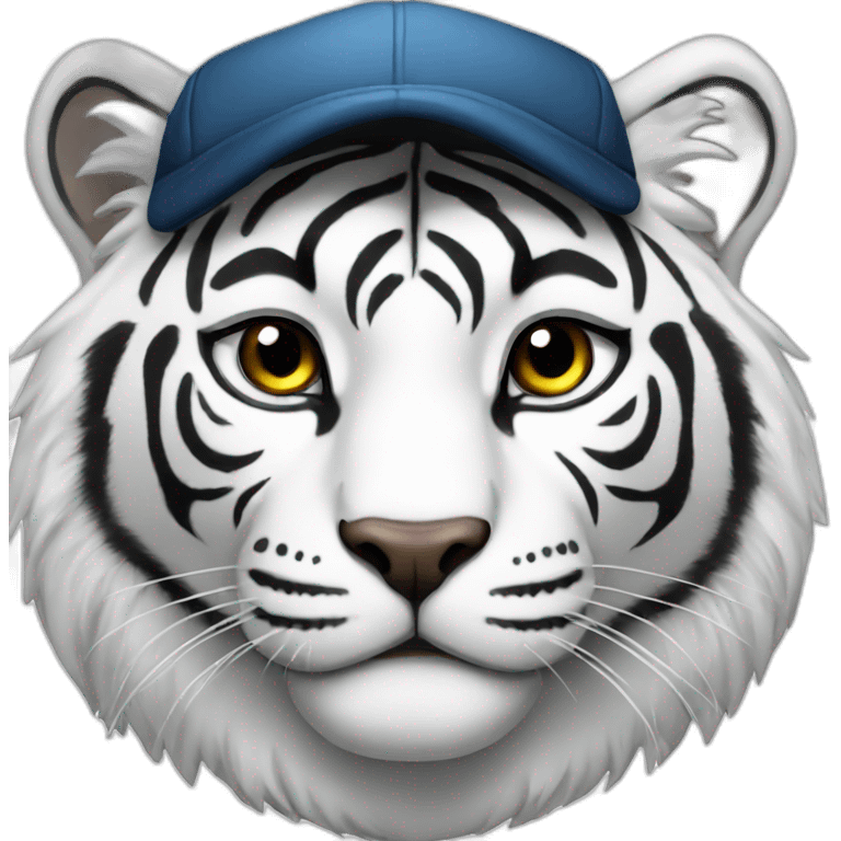 White tiger wearing a cap emoji