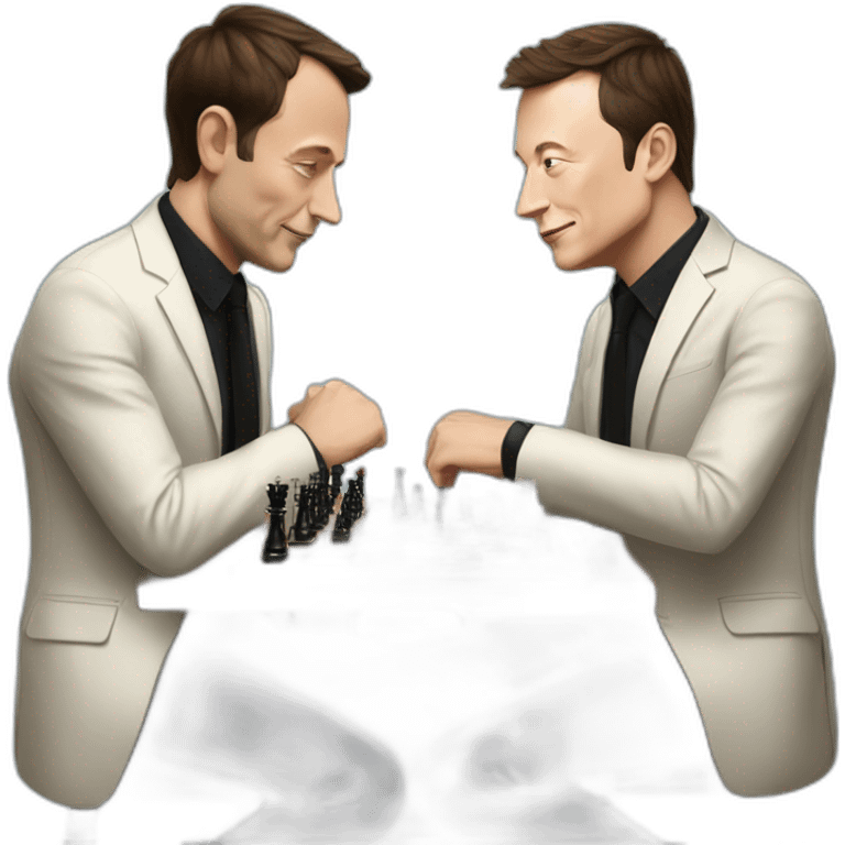 Macron and Elon Musk play chess emoji