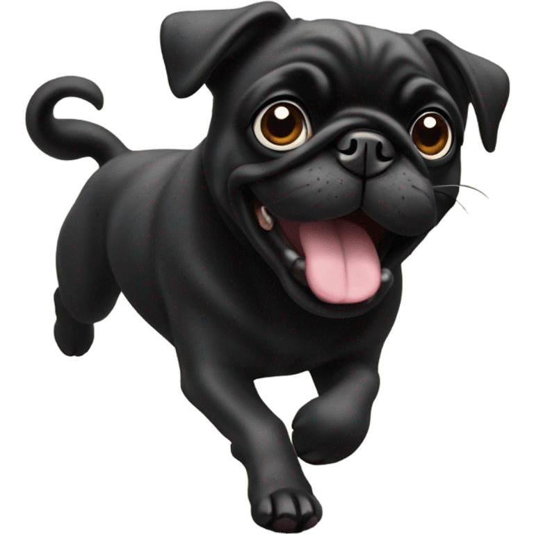 Black pug running emoji