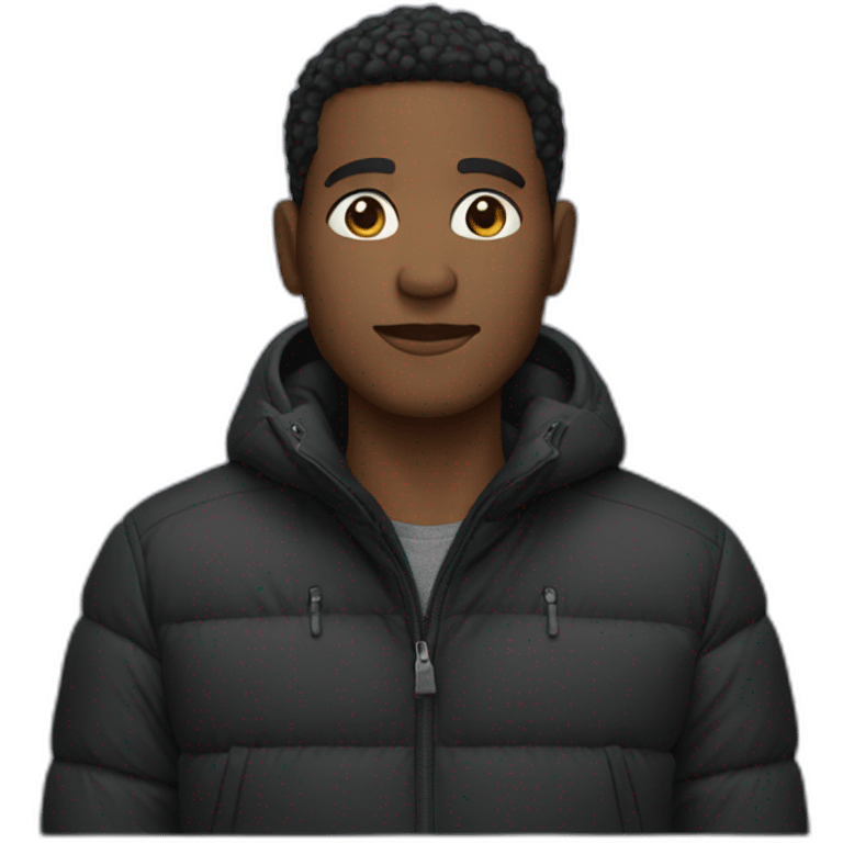 Black male wearing a black puffer jacket  emoji