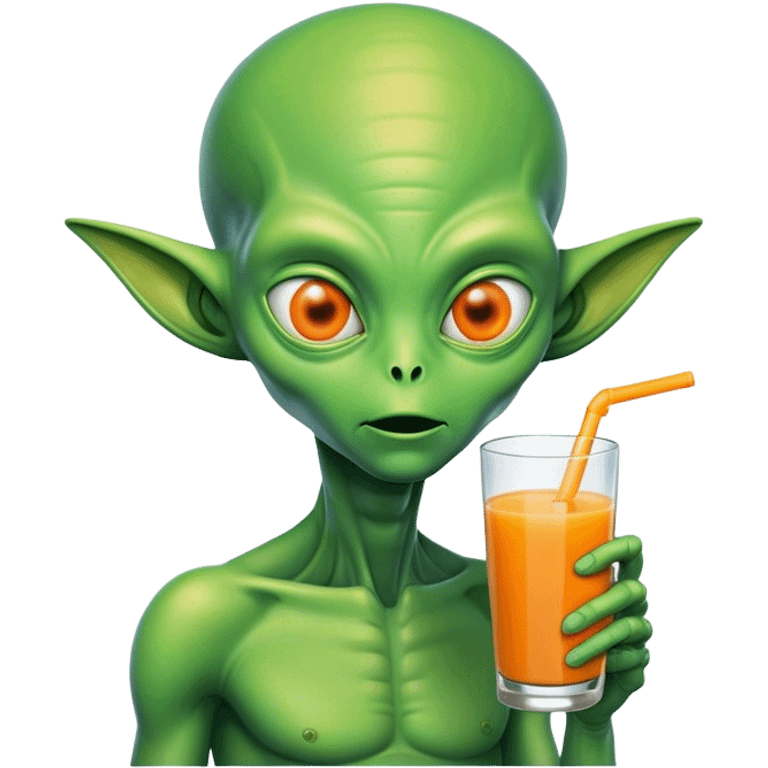 Alien drinking orange juice emoji