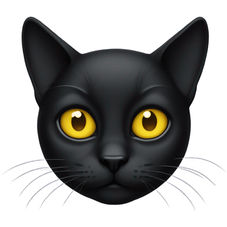 Black cat with yellow eyes and half an ear  emoji