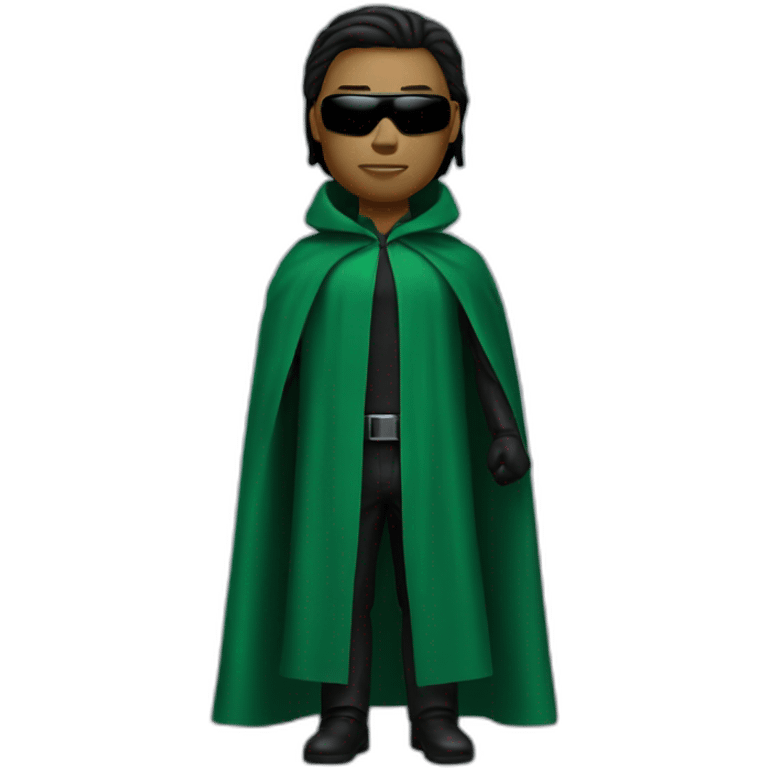 Neo from the matrix in a cape emoji