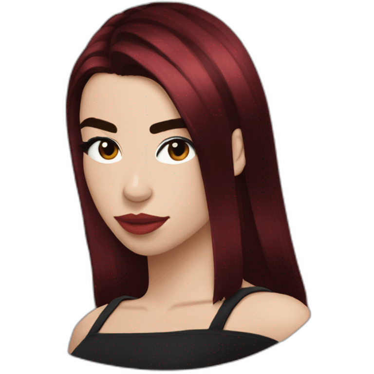 Dua Lipa with dark red hair emoji