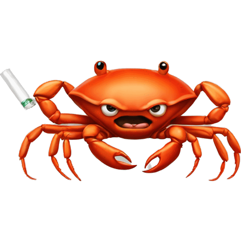 Crab smoking cigarette emoji