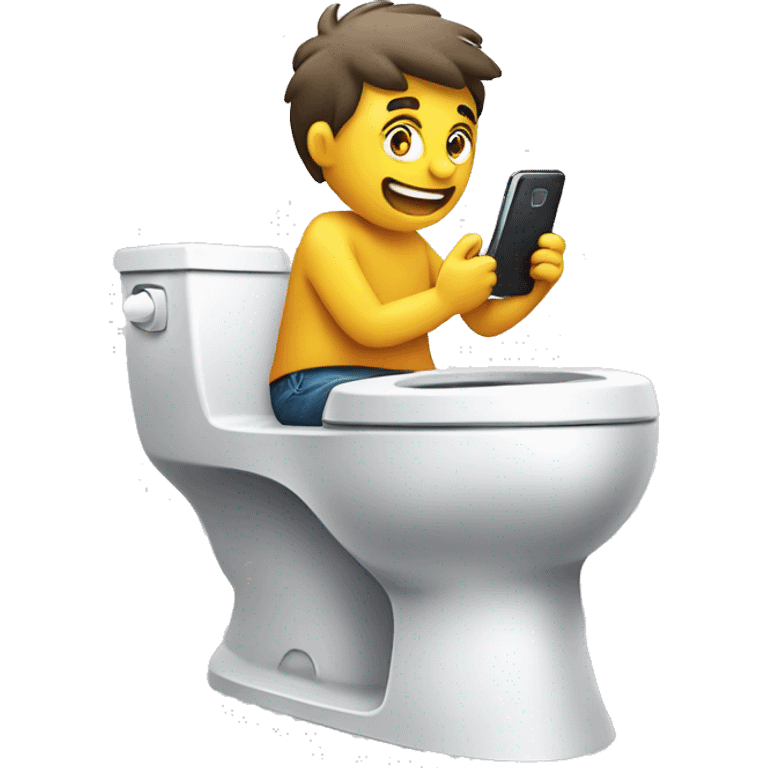 Person using toilet while using the phone ￼ emoji