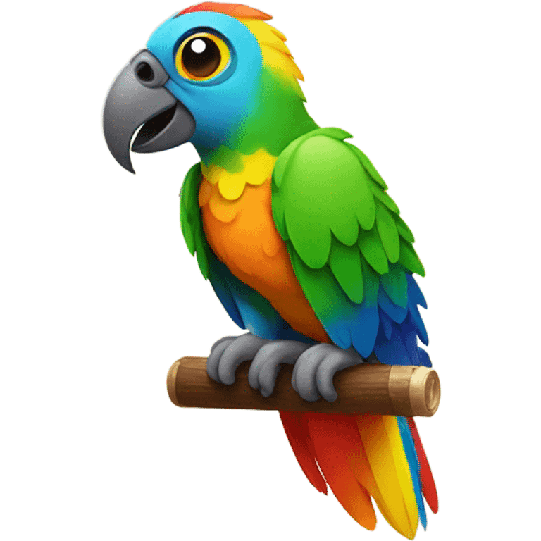 rainbow parrot holding a beer emoji