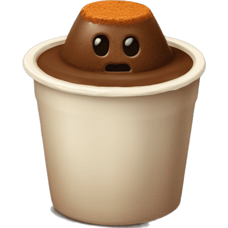 pudding in a cup with brown powder topping and a gravestone on top emoji