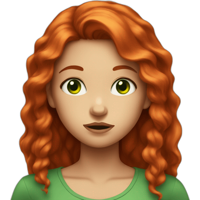 the girl with green eyes and red hair is very unhappy emoji