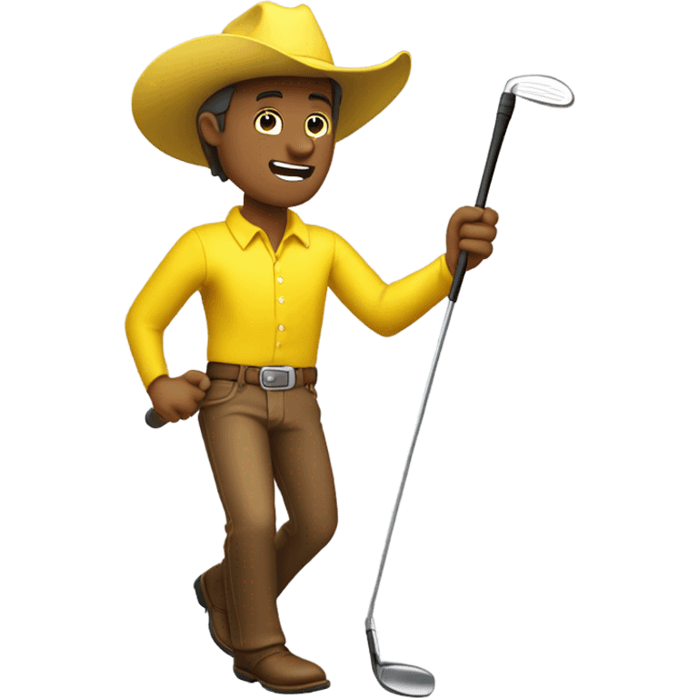 yellow cowboy hitting a golf shot emoji