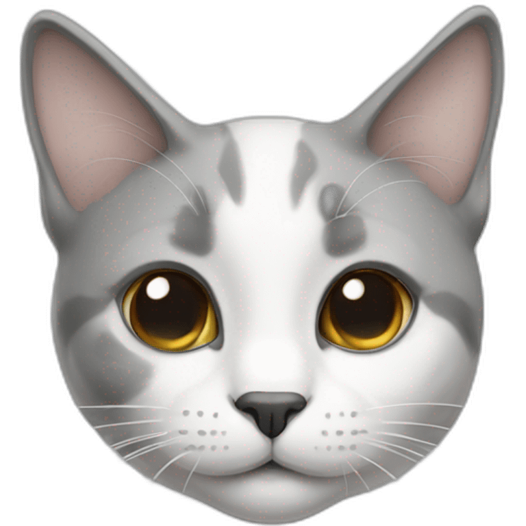 cat grey and white with grey stain on the nose emoji