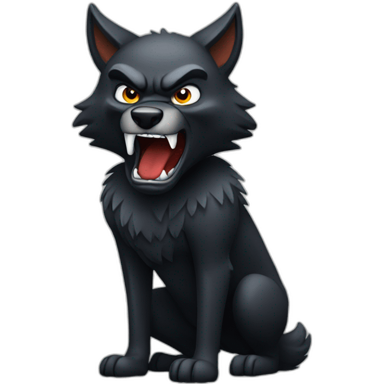 Angry black wolf full body emoji